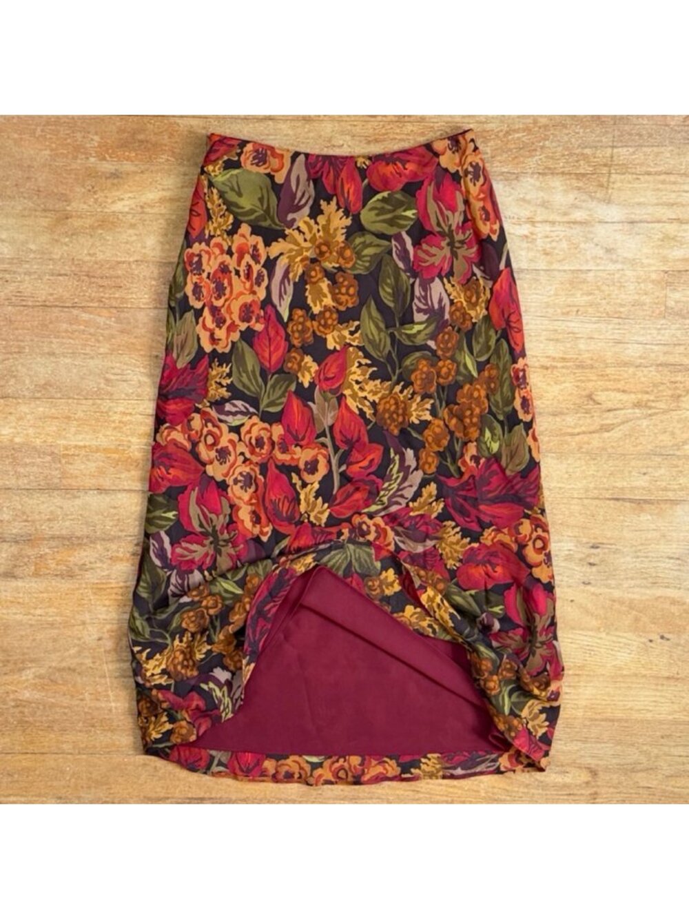Vintage Floral Silk Midi Dress Size Small 6 26" Waist 90s Crepe Cottagecore Flow - Picture 3 of 7